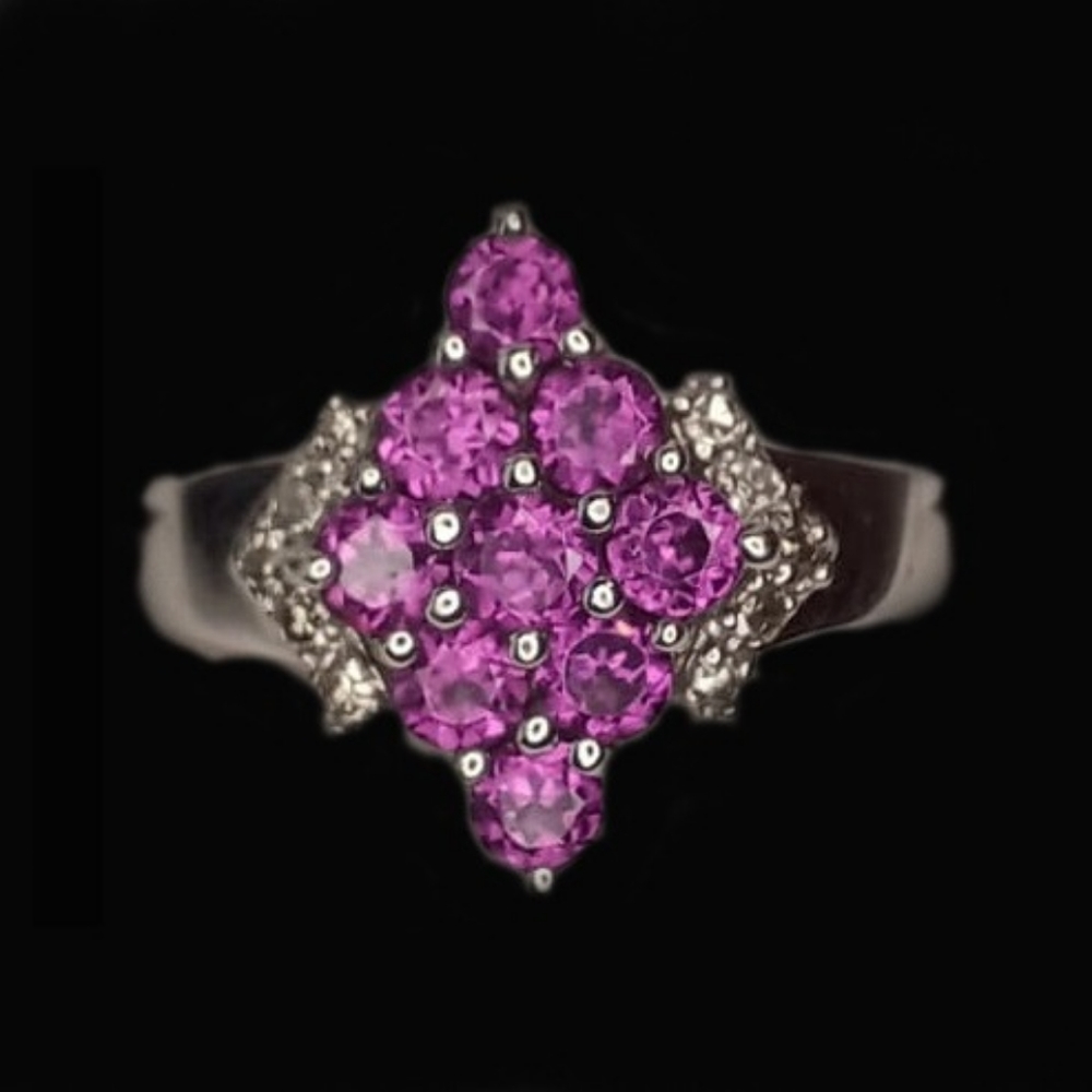 Pink Sapphire diamond ring white gold new